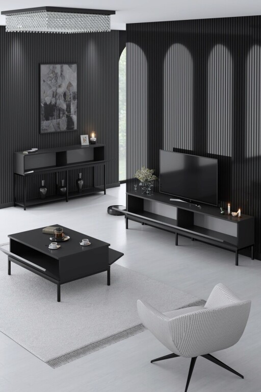 Set mobilier living, Bexley, Lord, PAL, Antracit / Negru