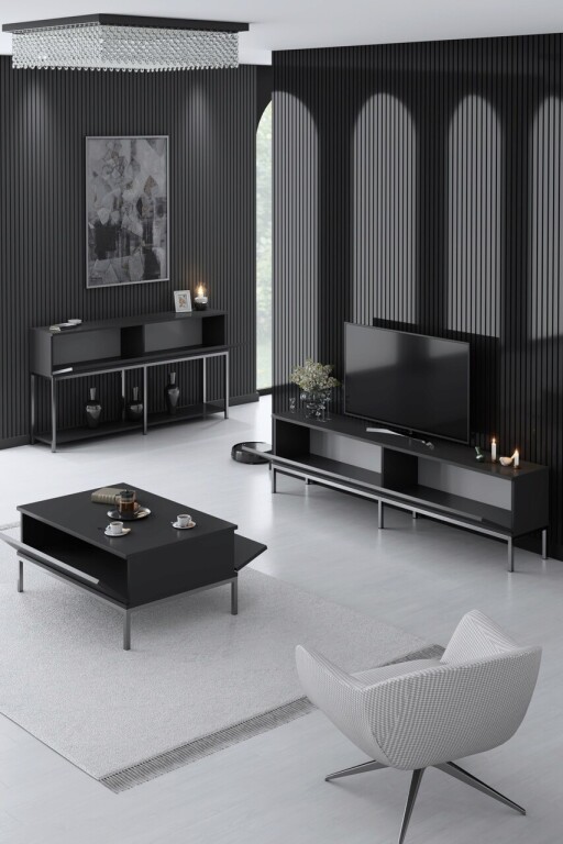 Set mobilier living, Bexley, Lord, PAL, Antracit / Argintiu