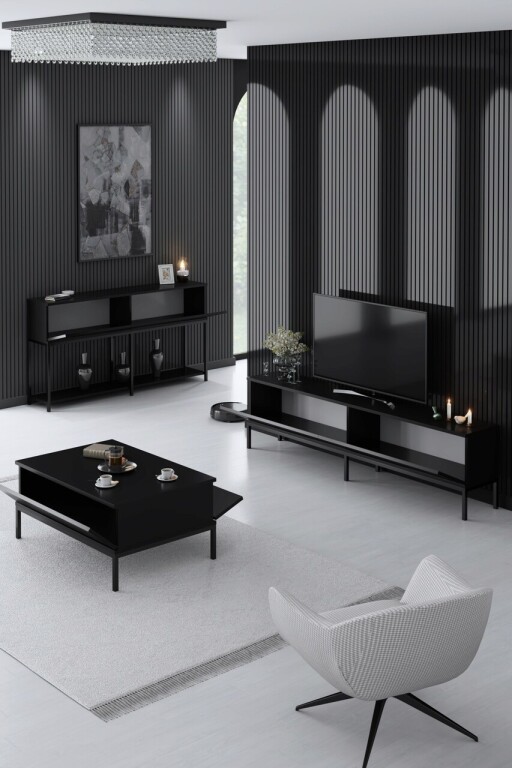 Set mobilier living, Bexley, Lord, PAL, Negru