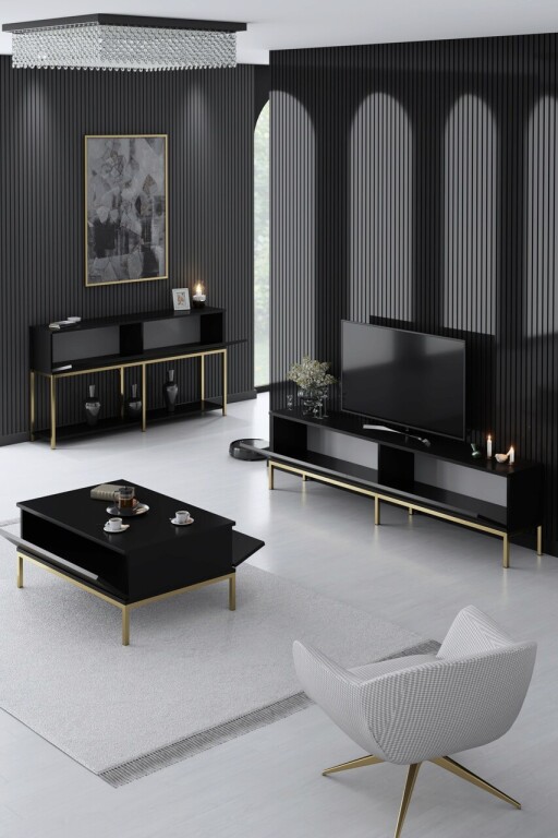 Set mobilier living, Bexley, Lord, PAL, Negru
