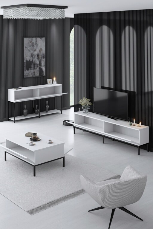 Set mobilier living, Bexley, Lord, PAL, Alb/Negru