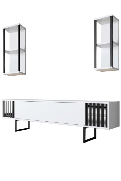 Set mobilier living, Bexley, Chrome Line Set, PAL, Alb/Negru