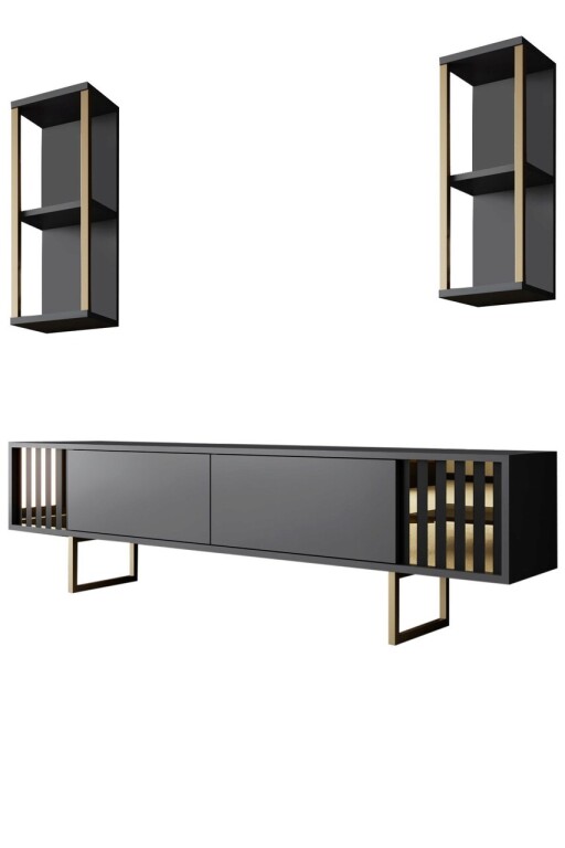 Set mobilier living, Bexley, Gold Line, PAL, Antracit / Aur