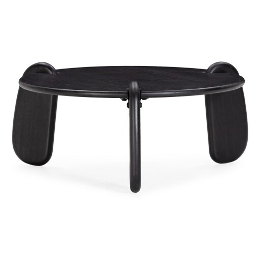 Măsuță de cafea neagră rotundă din lemn de mango ø 80 cm Tamira – MOME