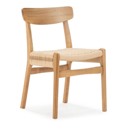 Scaune de dining în culoare naturală 2 buc. din lemn de arbore de cauciuc Biel – MOME