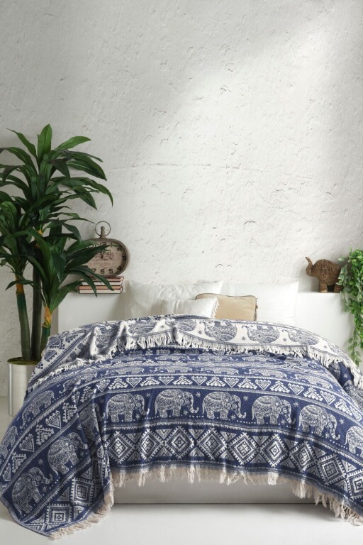 Cuvertura Double Pique, 200x240 cm, 100% bumbac, Fil, Viaden, albastru petrol