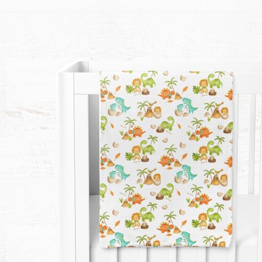 Patura bebelusi, L&#039;essentiel Maison, T-rex, Galben / Albastru / Portocaliu