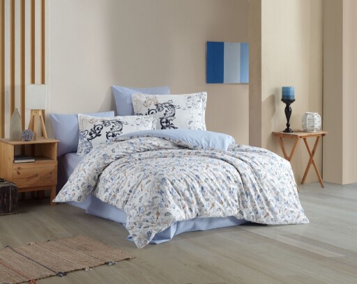 Lenjerie de pat dubla 4 piese, L&#039;essentiel Maison, Fiesta, Albastru