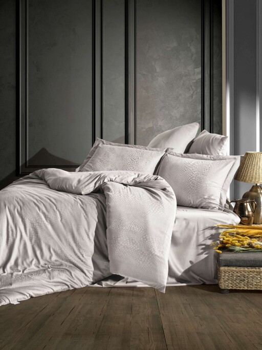 Lenjerie de pat dubla, L&#039;essentiel Maison, Austin v2, Gri deschis