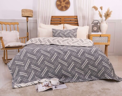 Set cuvertura de pat dubla 3 piese, L&#039;essentiel Maison, Stella, Gri