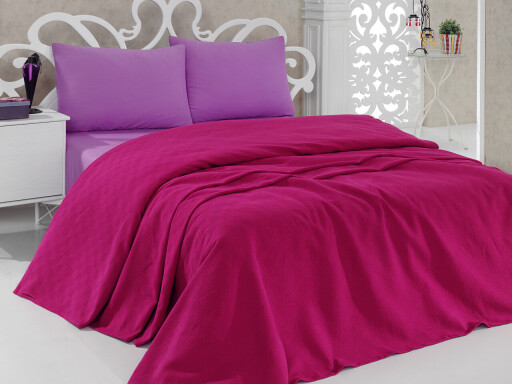 Cuvertura pique Single, L&#039;essentiel Maison, 7, Bumbac, Fucsia