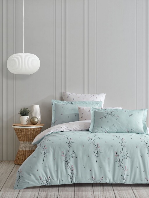 Lenjerie de pat pentru o persoana, L&#039;essentiel Maison, Mayda, Verde / Alb / Roz / Mentă
