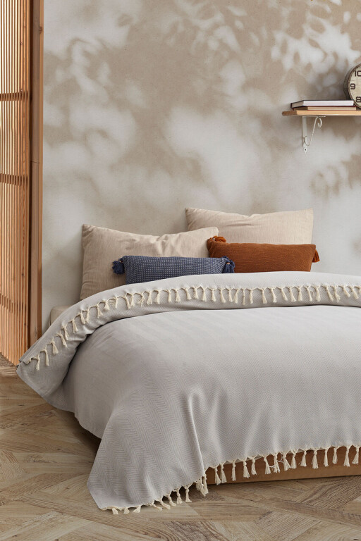 Cuvertura matlasata dubla, L&#039;essentiel Maison, Ermes, Gri deschis