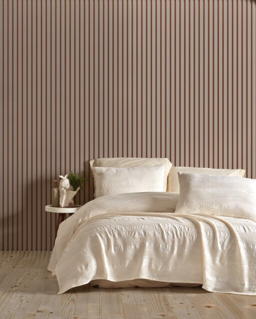 Set cuvertura pique dubla, L&#039;essentiel Maison, Agata, Crem