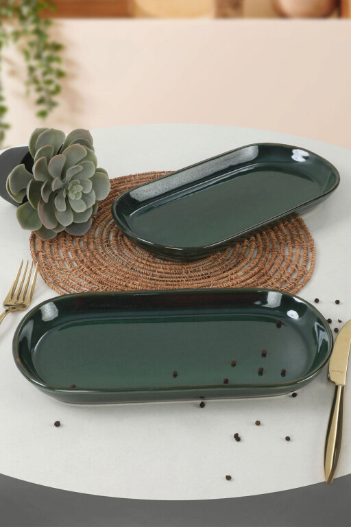 Set platouri servire, Hermia, 275KRM1421, Dishwasher - safe up to 60 °C / Microwave - safe, Verde
