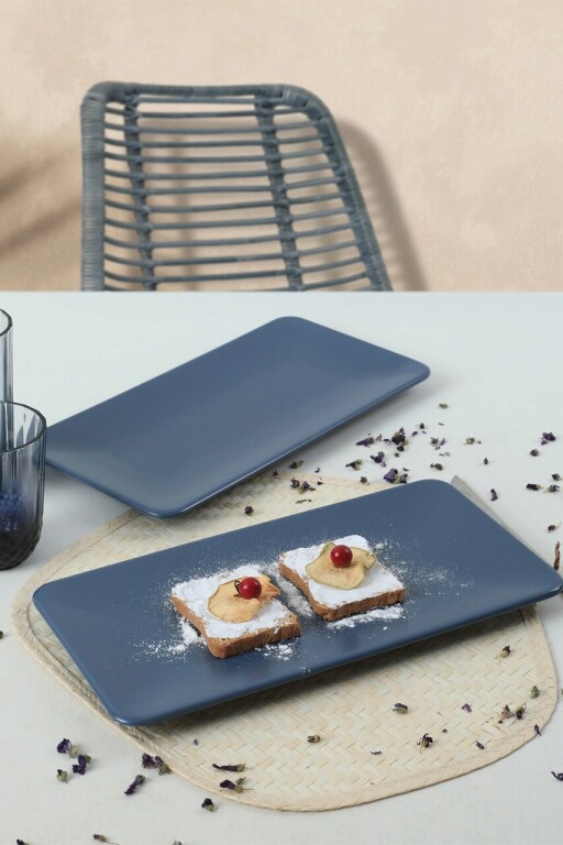 Set platouri servire, Keramika, 275KRM1931, Ceramica , Nu absoarbe apa, Albastru