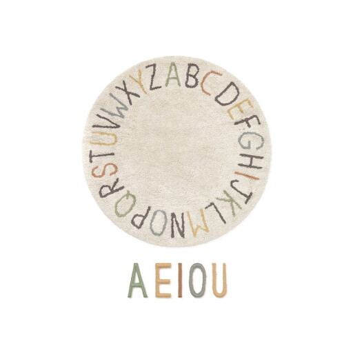 Covor de joacă pentru copii crem din bumbac ø120 cm ABC Color and Letters – Lorena Canals