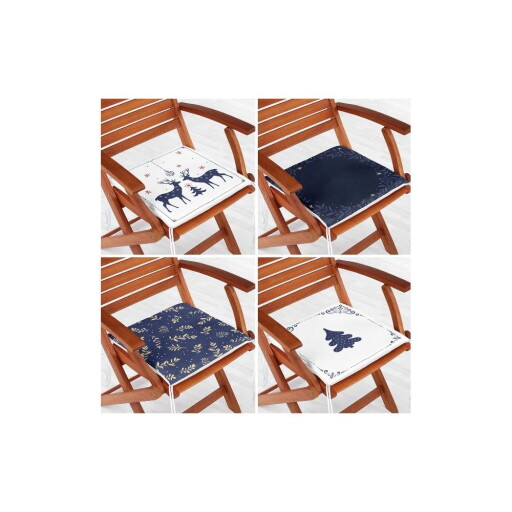 Perne de scaun 4 buc. 40x40 cm cu model de Crăciun Blue Christmas – Mila Home