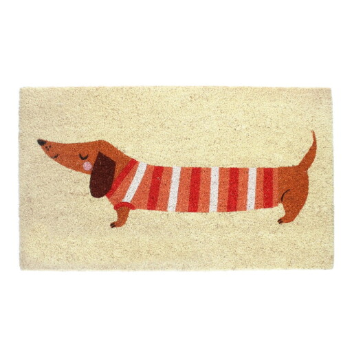 Covoraș de intrare din fibre de nucă de cocos 43x73 cm Sausage Dog – Rex London