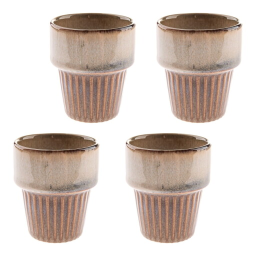 Cești bej 4 buc. pentru espresso din gresie 100 ml Tone – Dakls