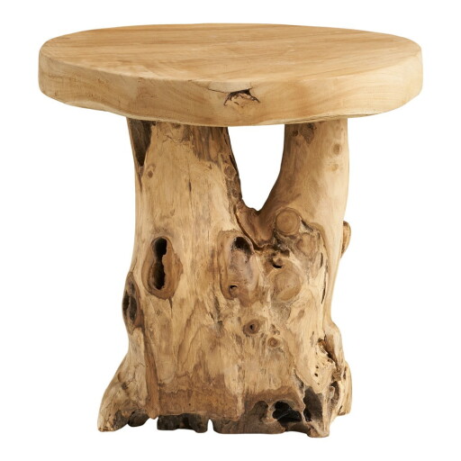 Măsuță auxiliară rotundă din lemn de tec ø 40 cm Palena – House Nordic