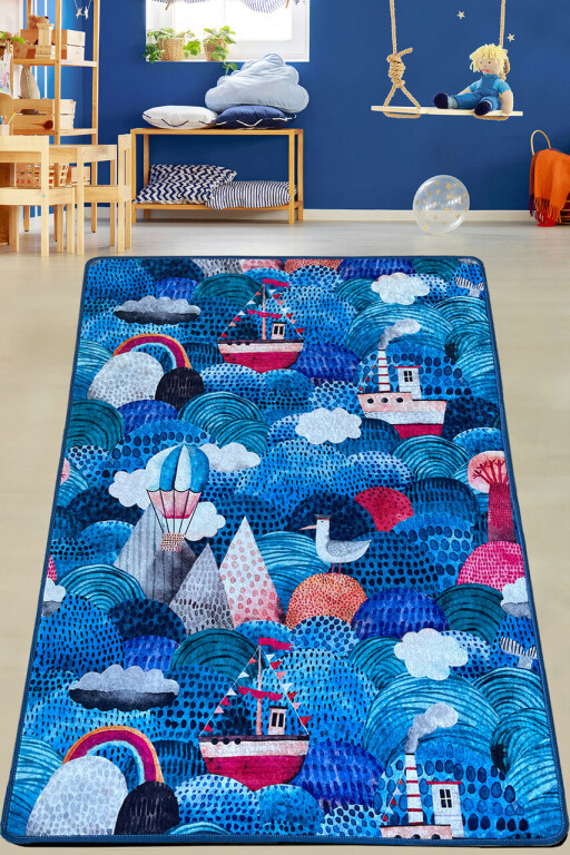 Covor pentru copii, Superior, 80x150 cm, Poliester, Albastru