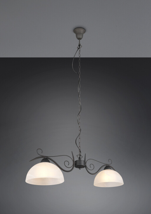Lustra Country, RL, 82x25x150 cm, 75W, 2x E27, metal, negru/alb