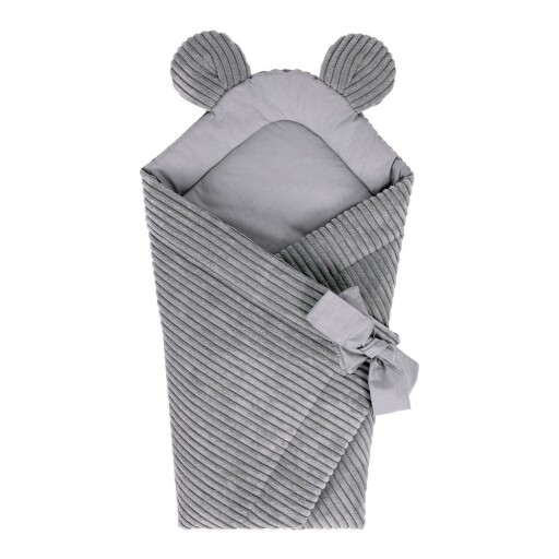Păturică de înfășat gri din catifea reiată 35x65 cm – Meowbaby