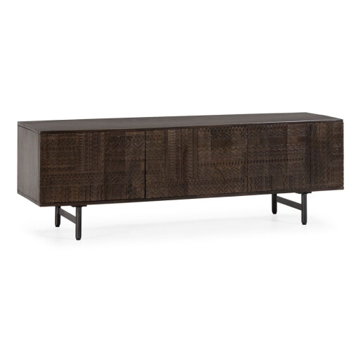 Comodă TV maro închis din lemn de mango 145x48x40 cm Kalai – MOME