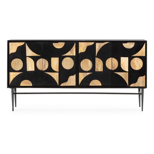 Comodă neagră din lemn de mango 175x90x40 cm Navya – MOME