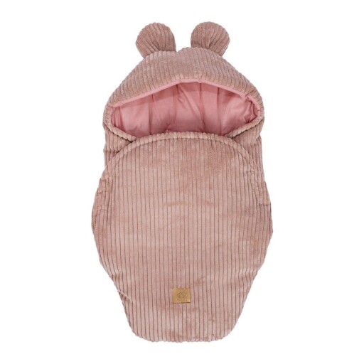 Păturică de înfășat roz din catifea reiată 45x80 cm – Meowbaby
