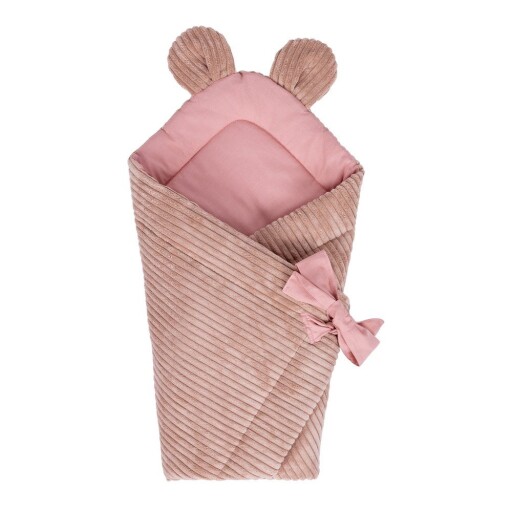 Păturică de înfășat roz din catifea reiată 35x65 cm – Meowbaby
