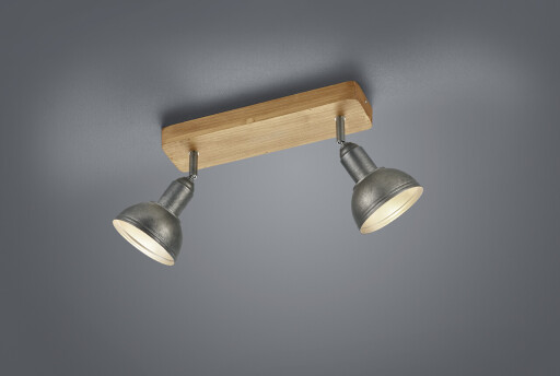 Plafoniera Delhi, TRIO, 33x11.6x20.5 cm, 40W, 2x E14, metal, nichel antic/natur