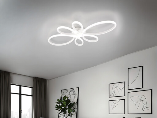 Plafoniera Fly, TRIO, 83x45.5x7.5 cm, 32W, 1x SMD, metal, alb mat