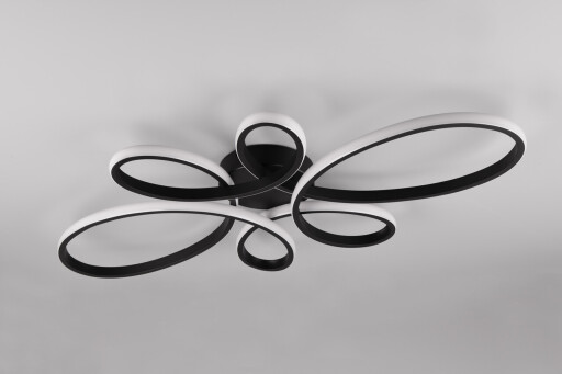 Plafoniera Fly, TRIO, 83x45.5x7.5 cm, 32W, 1x SMD, metal, negru mat