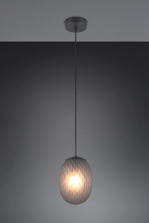 Lustra Facette, TRIO, 17.5x150 cm, 25W, 1x E27, metal, negru mat/gri