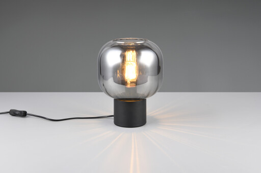 Lampa de masa Diva, TRIO, 20x26 cm, 40W, 1x E27, metal, negru mat/argintiu