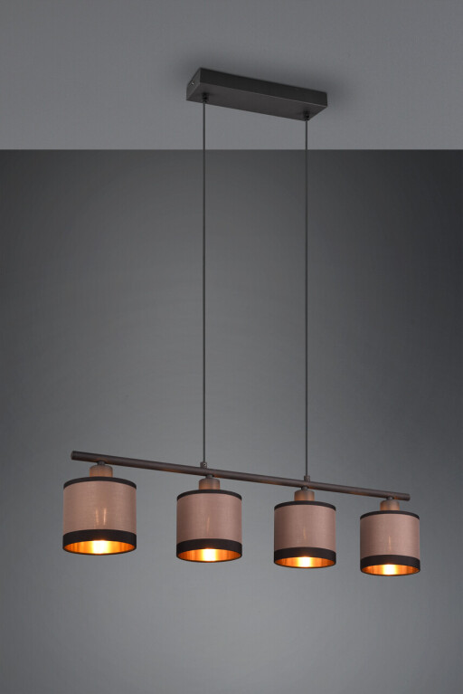 Lustra Davos, RL, 75x12x150 cm, 10W, 4x E14, metal, negru mat/taupe