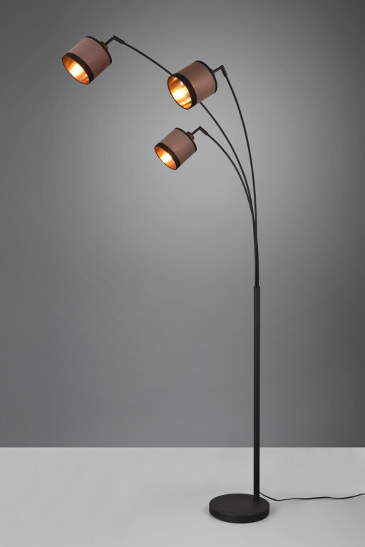Lampadar Davos, RL, 12x185 cm, 28W, 3x E14, metal, negru mat/taupe
