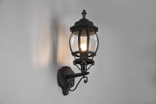 Lampa de exterior Elvo, TRIO, 15.5x24.5x49.5 cm, 60W, 1x E27, aluminiu, negru mat