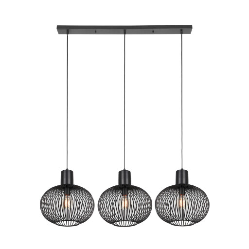 Lustra Gila, TRIO, 120x33x150 cm, 10W, 3x E27, metal, negru mat