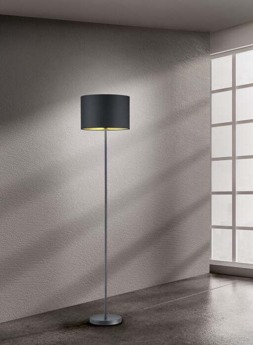 Lampadar Hostel, TRIO, 35x160.5 cm, 60W, 1x E27, metal/textil, negru mat/auriu