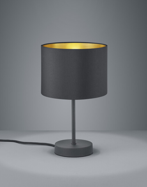 Lampa de masa Hostel, TRIO, 20x33 cm, 40W, 1x E27, metal/textil, negru mat/auriu
