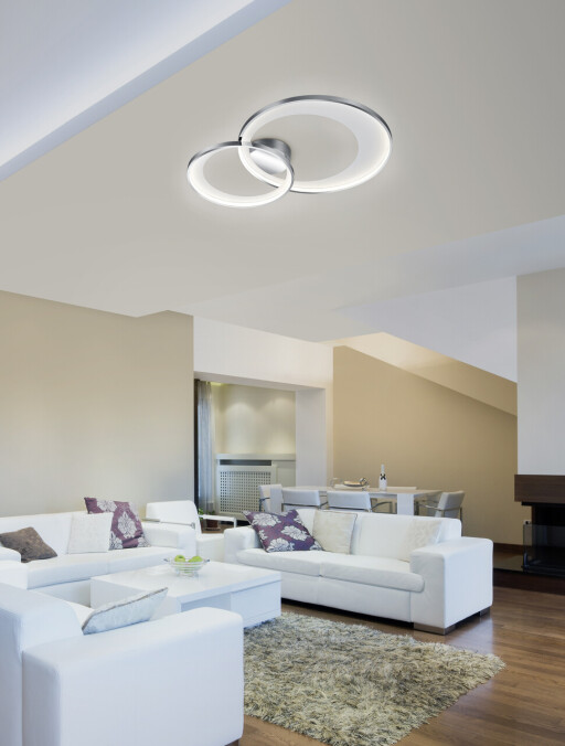 Plafoniera Granada, TRIO, 59x43x8.5 cm, 29W, 1x SMD, metal, argintiu/alb