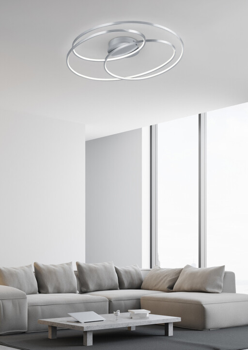 Plafoniera Gale, TRIO, 80x65x14.5 cm, 50W, 1x SMD, metal, argintiu