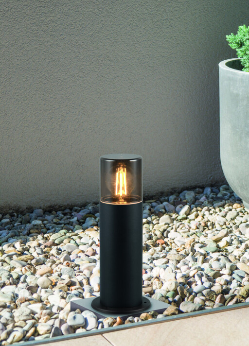 Lampadar de exterior Hoosic, TRIO, 12x30 cm, 28W, 1x E27, aluminiu, negru mat