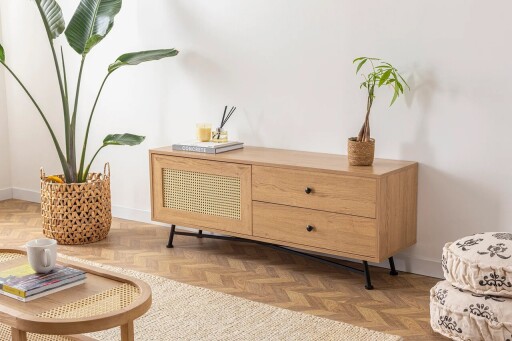 Comoda TV, Hanah Home, Nala 140, 140x55x40 cm, Natural