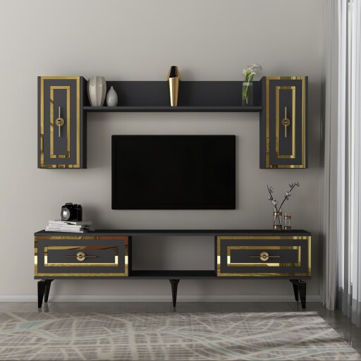 Comoda TV, Hanah Home, Viola, 150x44.6x29.6 cm, Antracit