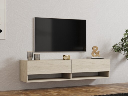 Comoda TV, Hanah Home, Arges, 141x31x30 cm, Travertin