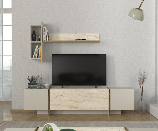 Comoda TV, Hanah Home, Veyron, Travertin / Gresie